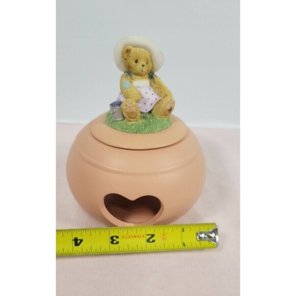 3 Piece Cherished Teddies 111601 Tea Light Round Heart Cutout Figurine Top 2002 - Picture 11 of 12